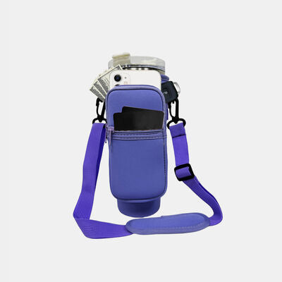 40 Oz Insulated Tumbler Cup Sleeve With Adjustable Shoulder Strap Light Indigo One Size 