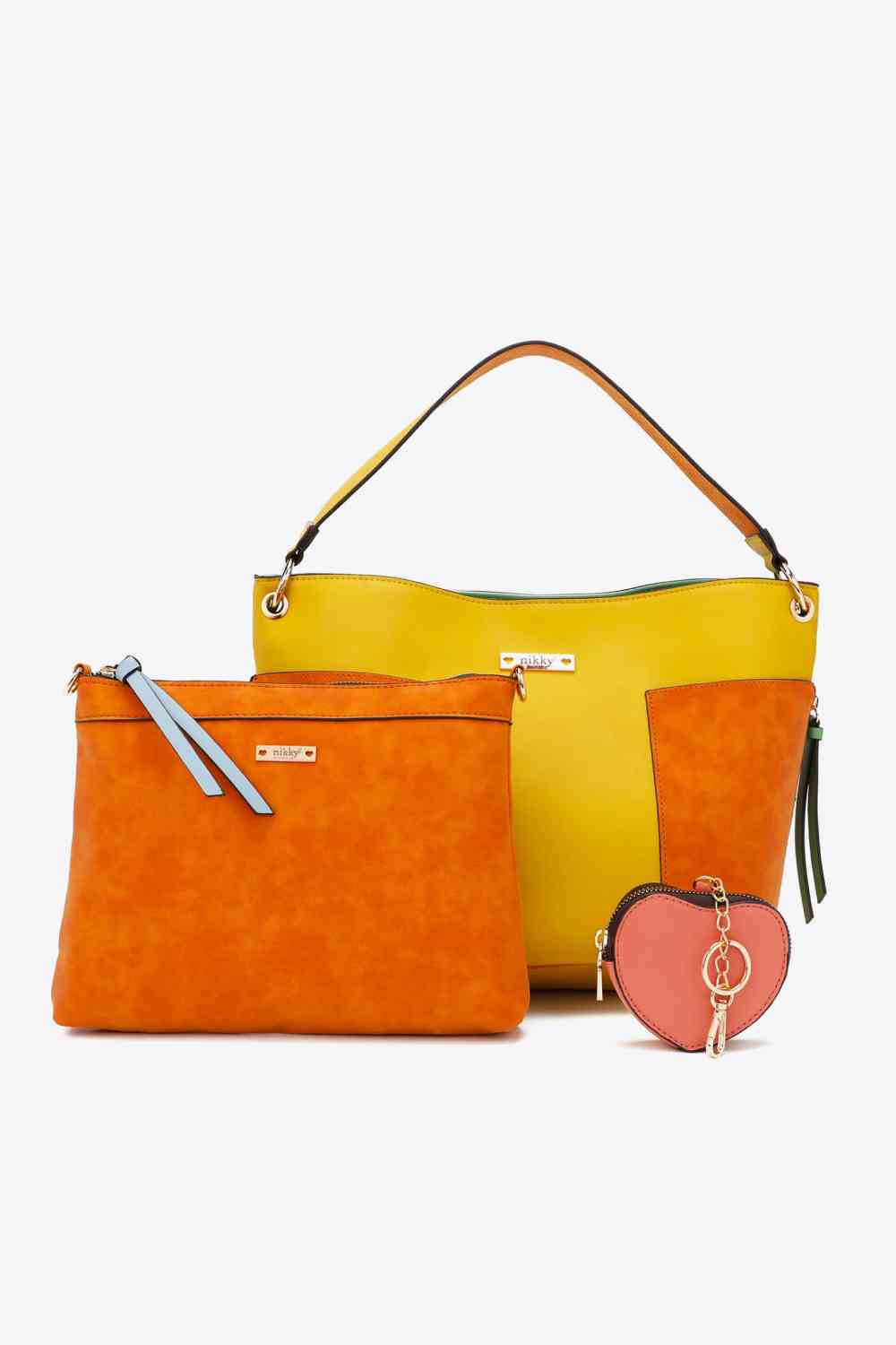 Nicole Lee USA Sweetheart Handbag Set Mustard One Size 