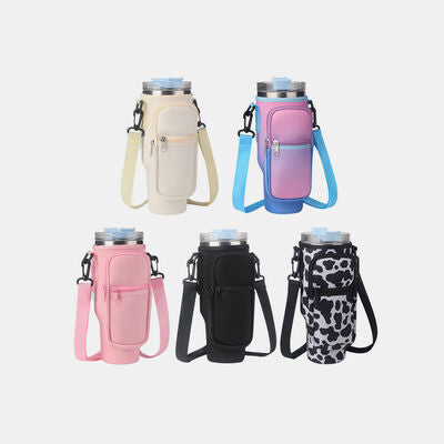 Insulated Tumbler Cup Sleeve With Adjustable Shoulder Strap   