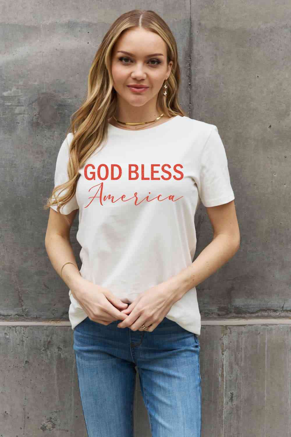 Simply Love GOD BLESS AMERICA Graphic Cotton Tee   