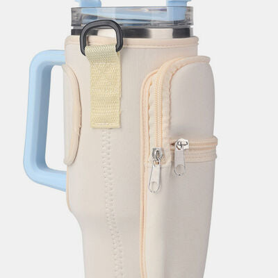 Insulated Tumbler Cup Sleeve With Adjustable Shoulder Strap   