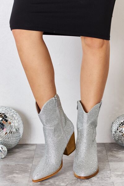 Melody Rhinestone Ankle Booties SILVER 6 