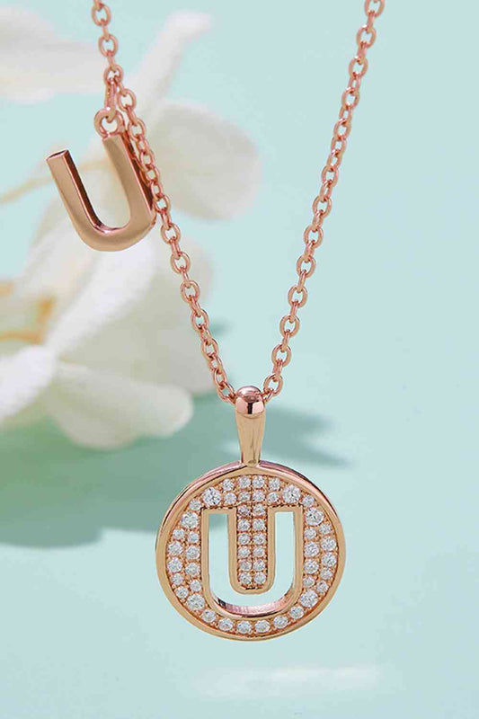 Moissanite U to Z Pendant Necklace U One Size 