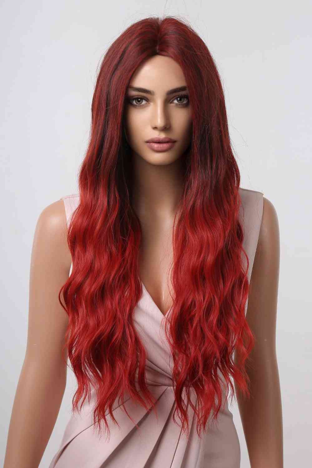 13*1" Full-Machine Wigs Synthetic Long Wave 27" Red Ombre One Size 