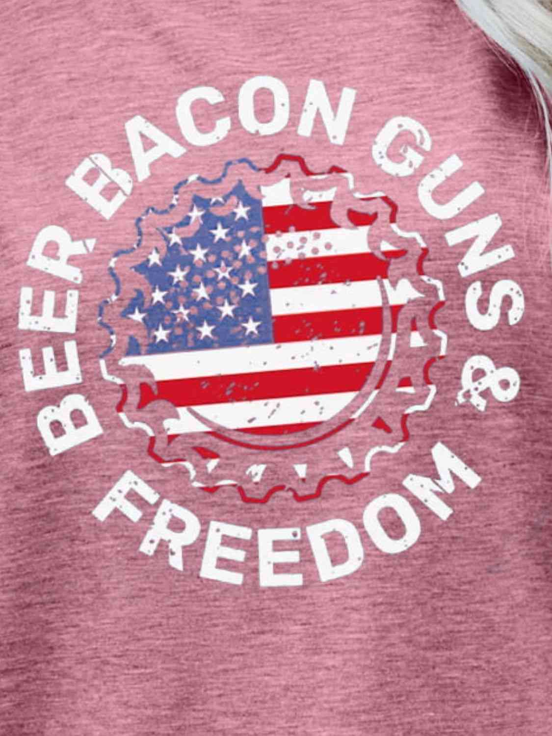 BEER BACON GUNS & FREEDOM US Flag Graphic Tee   