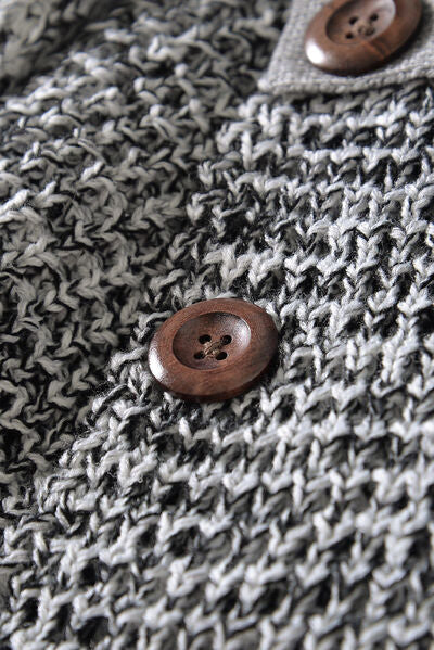 Decorative Button Mock Neck Sweater   