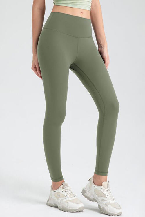 Wide Waistband Slim Fit Active Leggings Matcha Green S 