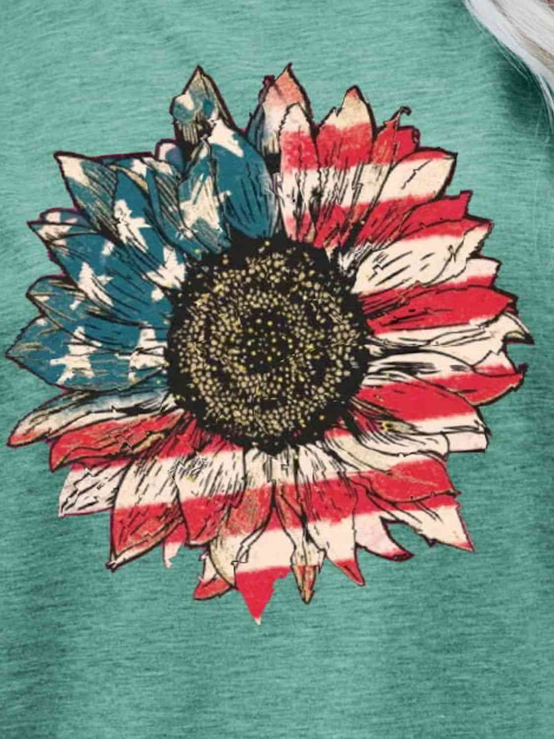 US Flag Flower Graphic Tee   
