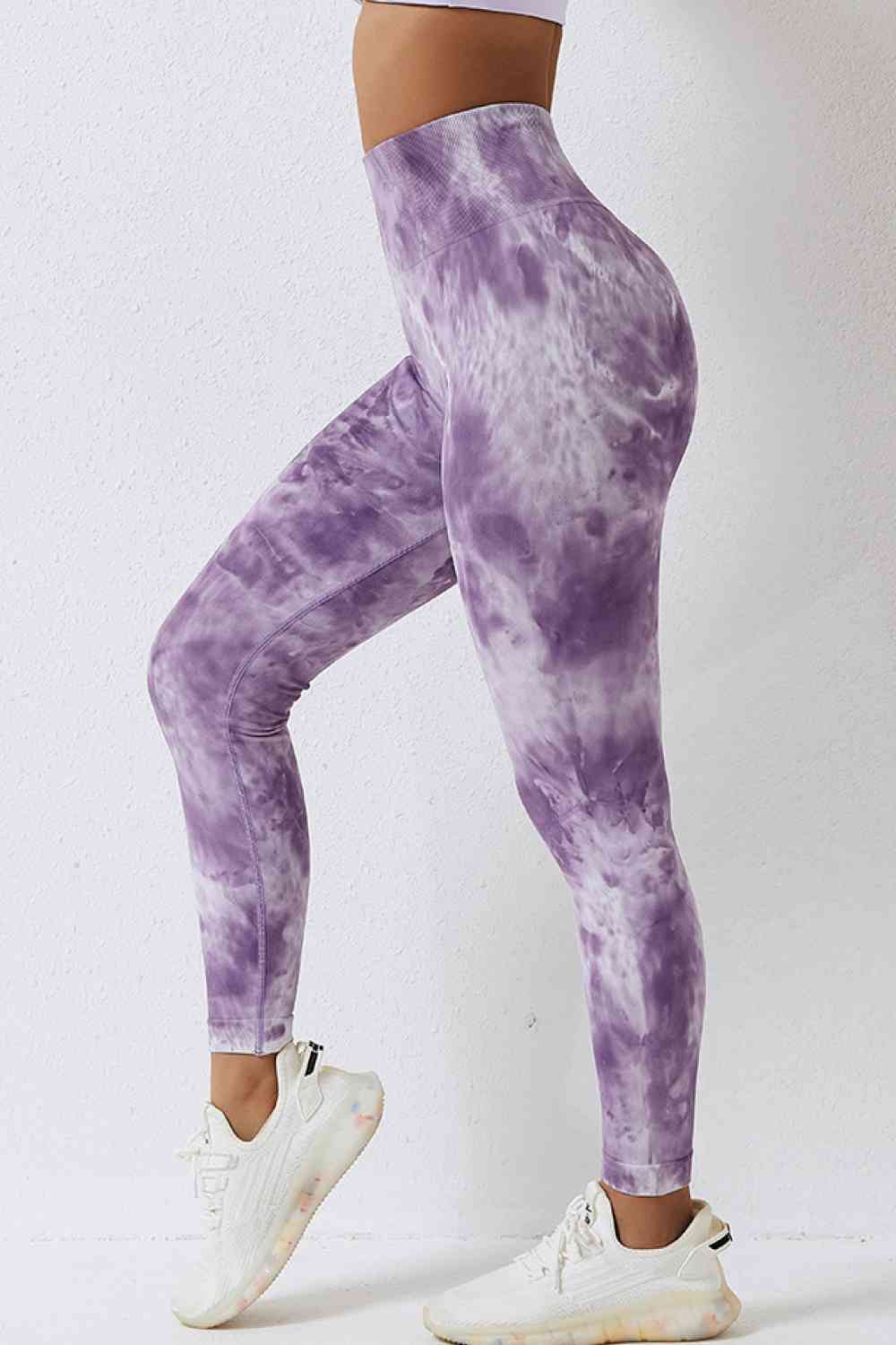High Waist Tie-Dye Long Sports Pants Lavender S 
