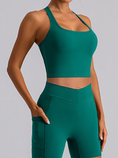 Square Neck Racerback Cropped Tank   