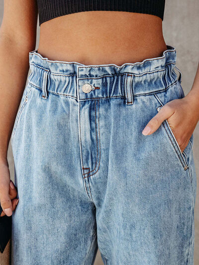 Paperbag Waist Cropped Jeans   