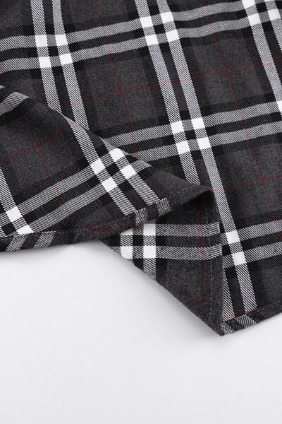 Plaid Pocketed Dropped Shoulder Shirt   