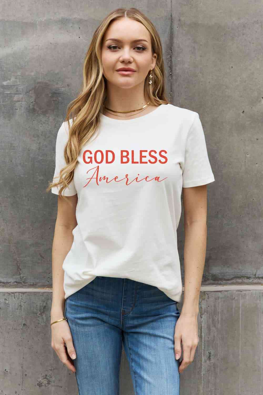 Simply Love GOD BLESS AMERICA Graphic Cotton Tee   