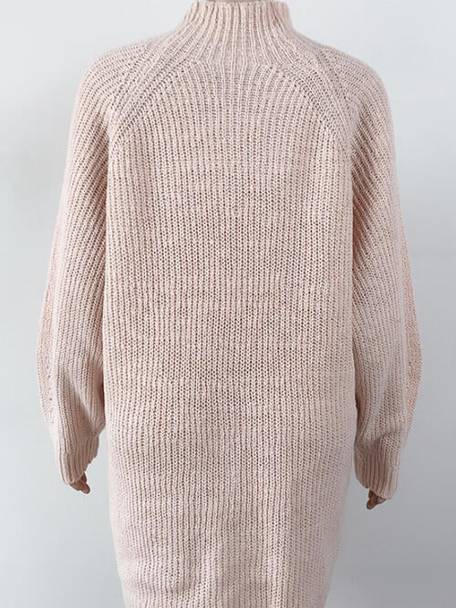 Mock Neck Dropped Shoulder Sweater Dress   