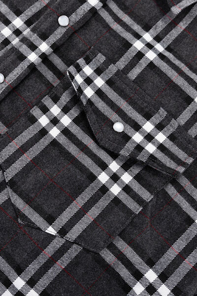 Plaid Pocketed Dropped Shoulder Shirt   