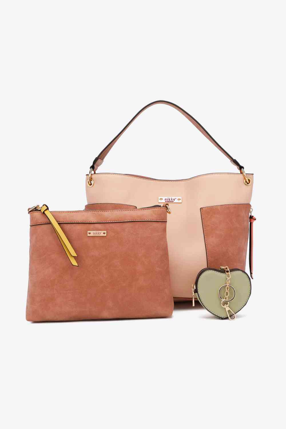 Nicole Lee USA Sweetheart Handbag Set Dusty Pink One Size 