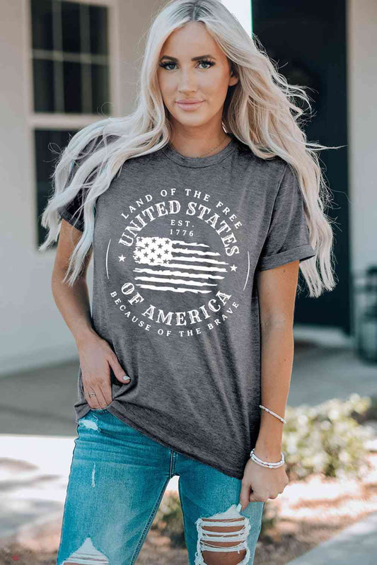 US Flag Graphic Short Sleeve Tee Mid Gray S 