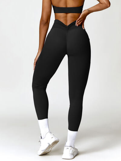 Ruched Pocketed High Waist Active Leggings   