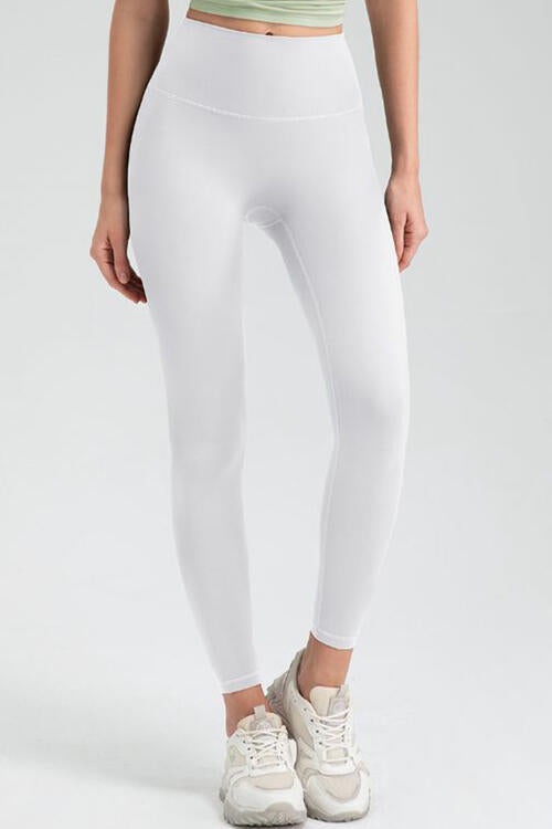 Wide Waistband High Waist Sport Leggings White S 