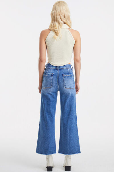 BAYEAS Full Size Raw Hem High Waist Wide Leg Jeans   