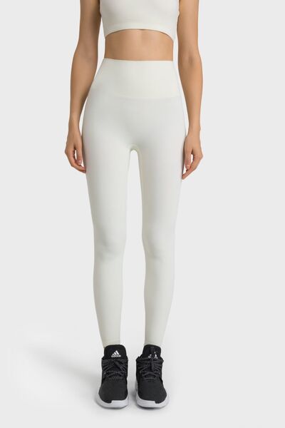High Waist Active Pants White One Size 