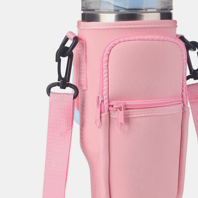 Insulated Tumbler Cup Sleeve With Adjustable Shoulder Strap   