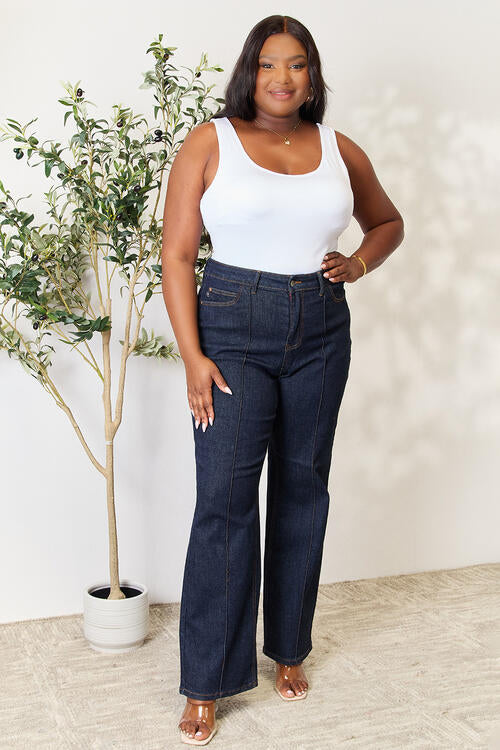 Judy Blue Full Size High Waist Wide Leg Jeans   