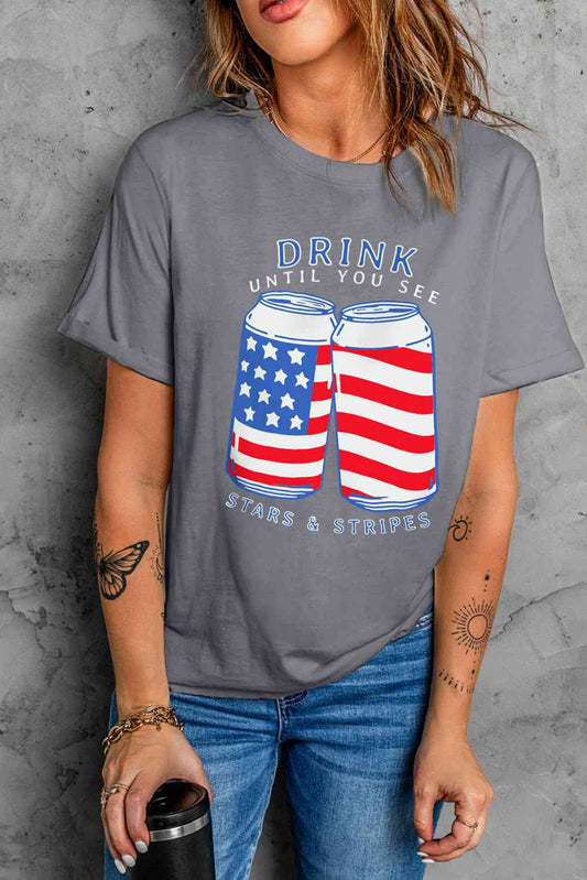 US Flag Graphic Short Sleeve Tee Mid Gray S 