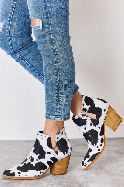 Melody Textured Cow Print Ankle Boots   