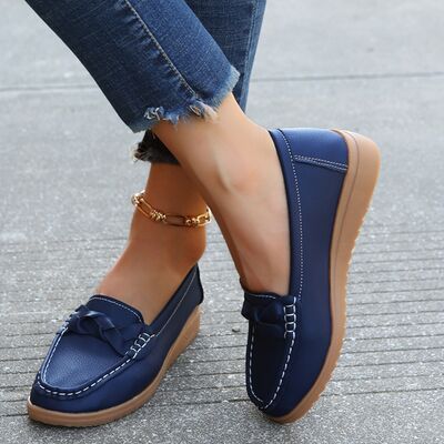 Weave Wedge Heeled Loafers Cobald Blue 35(US4) 