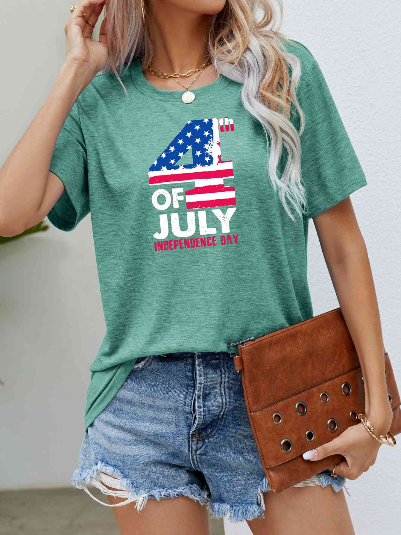 4th OF JULY INDEPENDENCE DAY Graphic Tee Gum Leaf S 