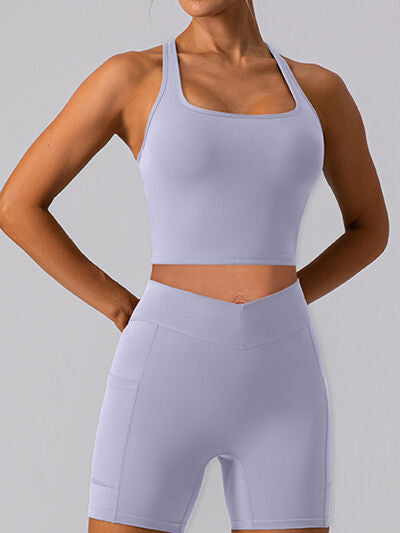 Square Neck Racerback Cropped Tank   