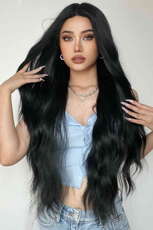 Full Machine Long Wave Synthetic Wigs 28'' Black One Size 