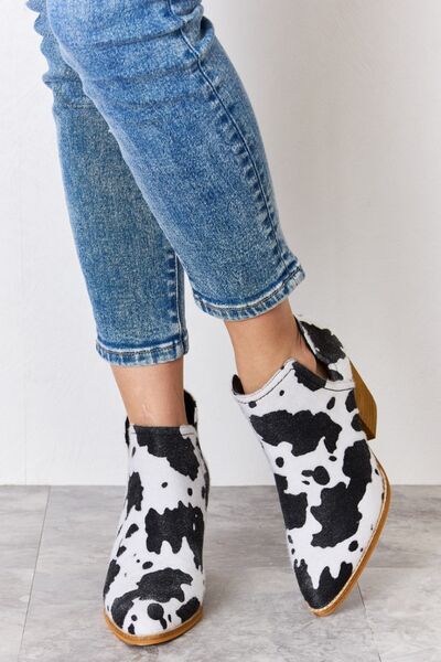 Melody Textured Cow Print Ankle Boots   