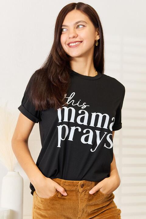 Simply Love THIS MAMA PRAYS Graphic T-Shirt Black S 