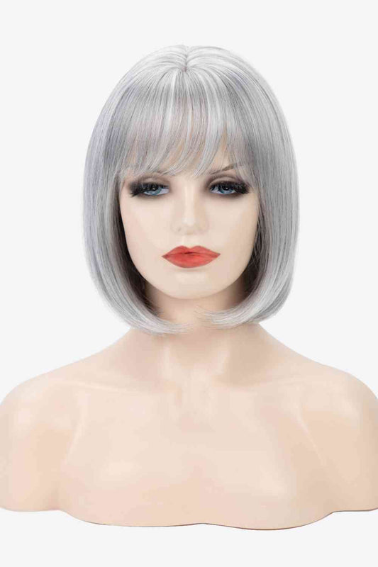 Short Straight Bobo Wigs 9'' White/Gray One Size 