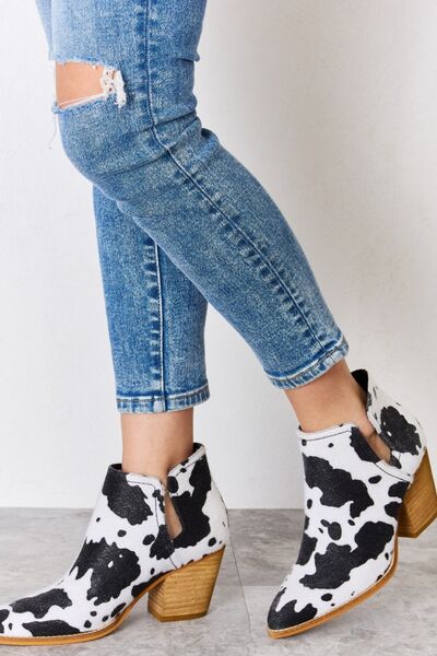 Melody Textured Cow Print Ankle Boots   