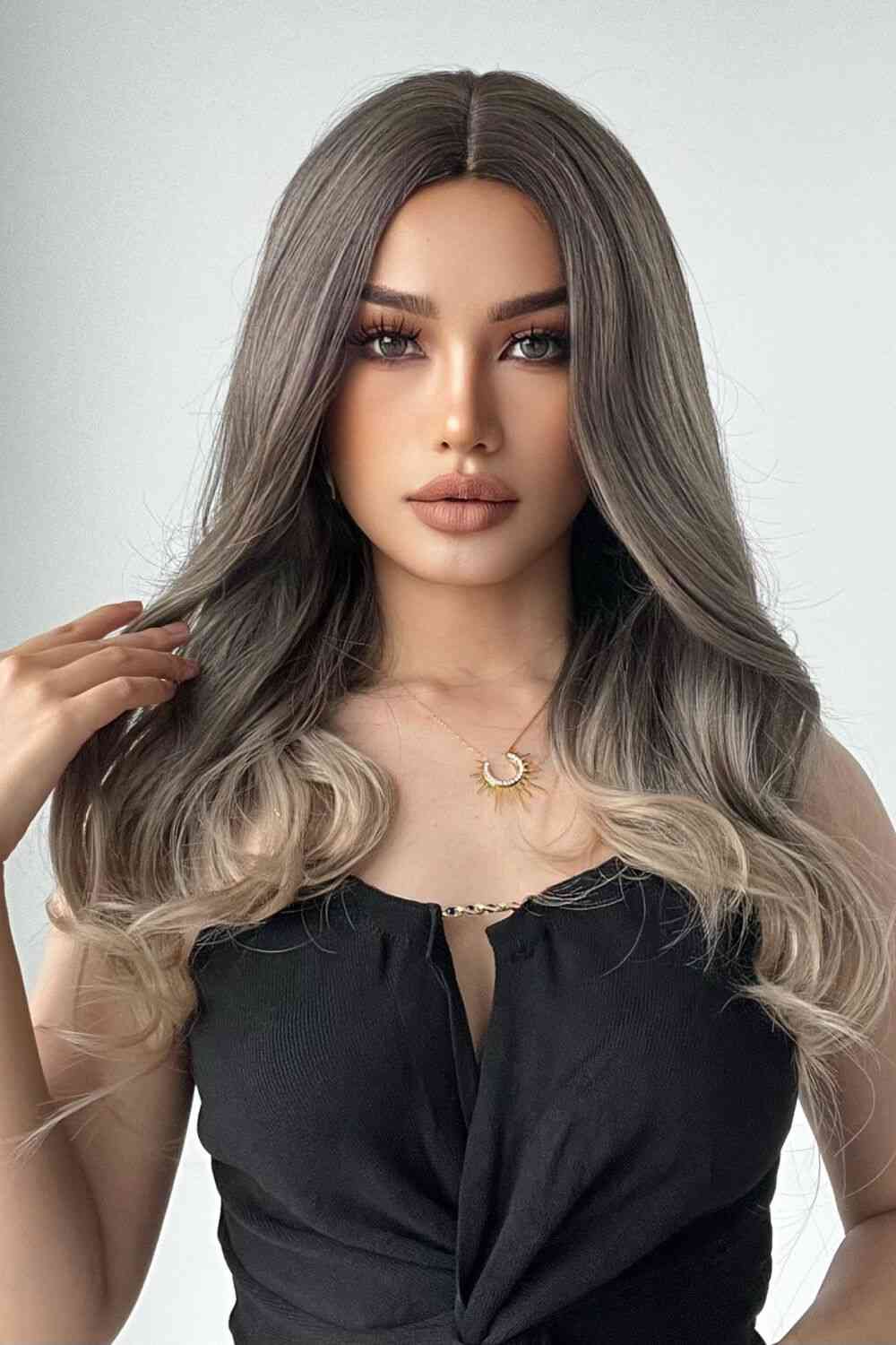 13*1" Full-Machine Wigs Synthetic Long Straight 24" Ash Brown/Blonde Ombre One Size 