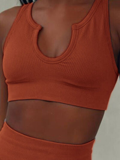 Notched Wide Strap Tank and Shorts Active Set   