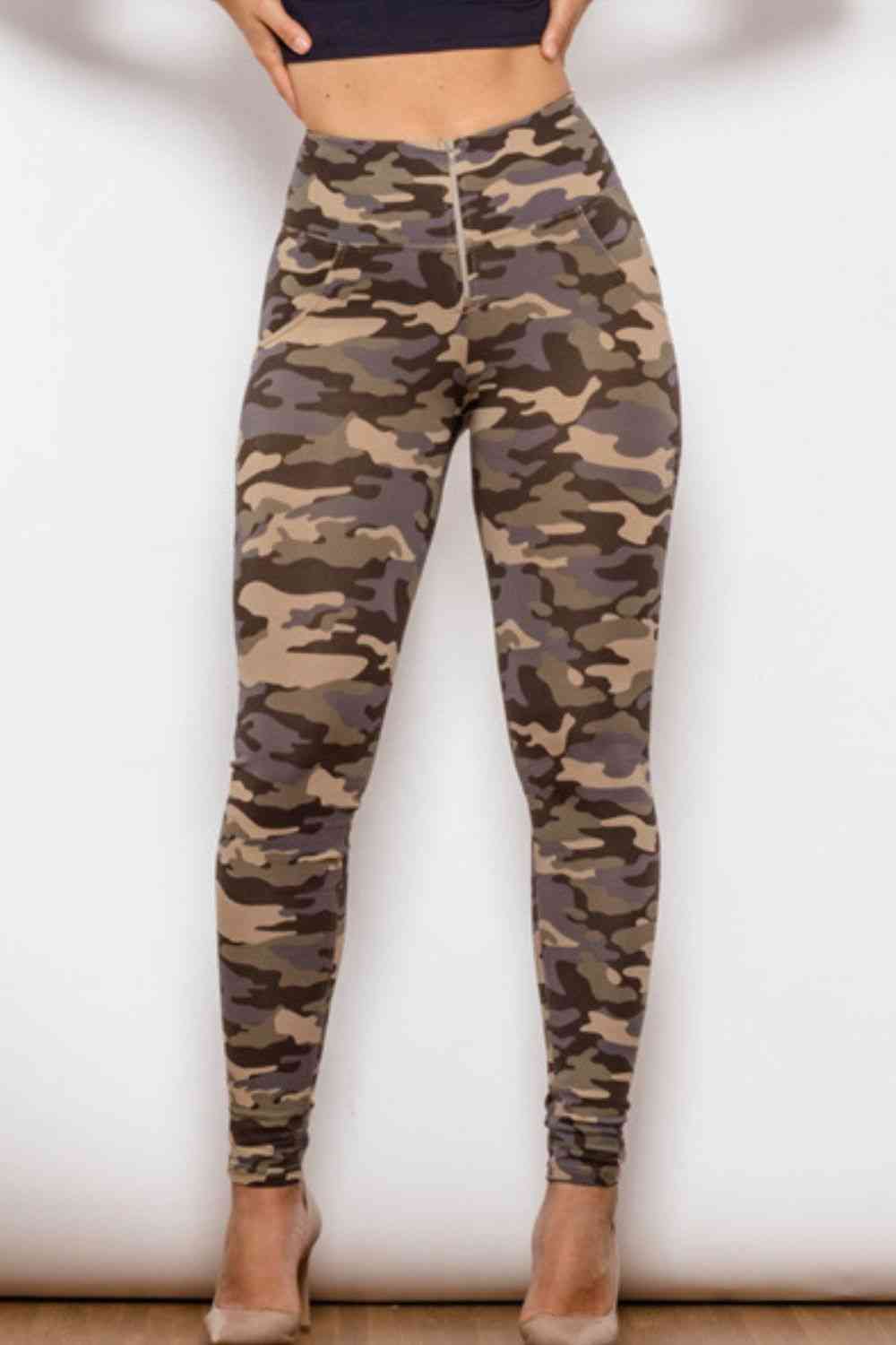 Camouflage Print Jeans Green Camouflage S 