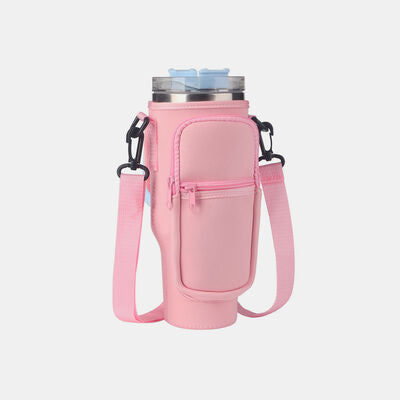 Insulated Tumbler Cup Sleeve With Adjustable Shoulder Strap Blush Pink One Size 