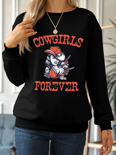 COWGIRLS FOREVER Round Neck Sweatshirt Black S 