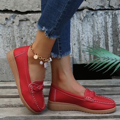 Weave Wedge Heeled Loafers   