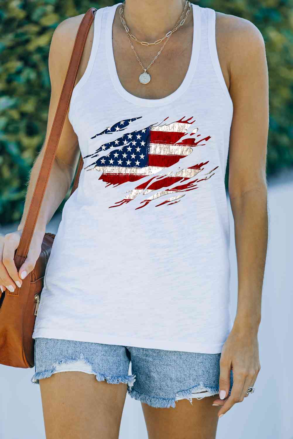 US Flag Graphic Racerback Tank   