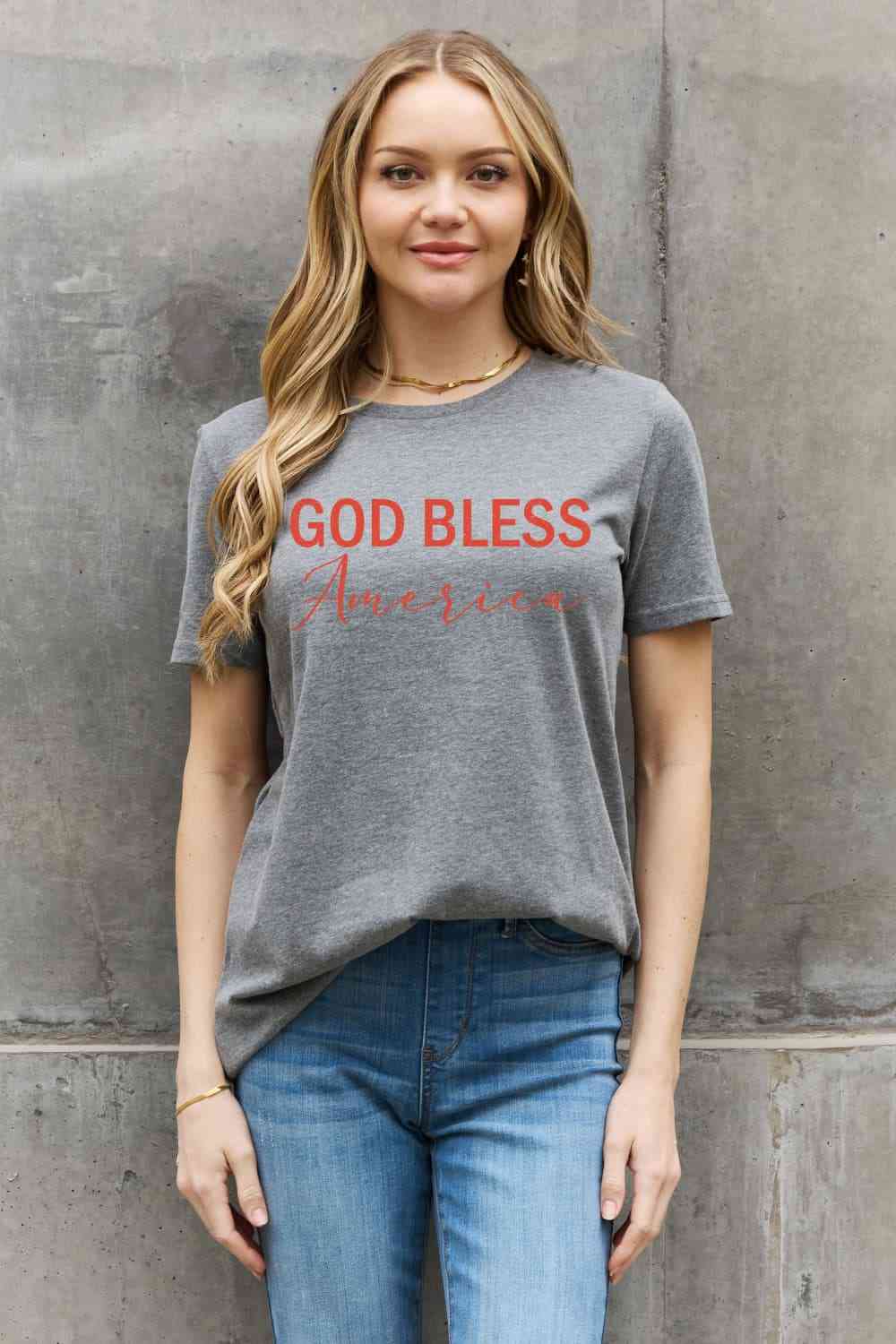 Simply Love GOD BLESS AMERICA Graphic Cotton Tee   