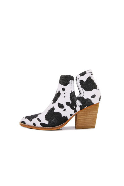 Melody Textured Cow Print Ankle Boots   