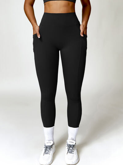 Ruched Pocketed High Waist Active Leggings   