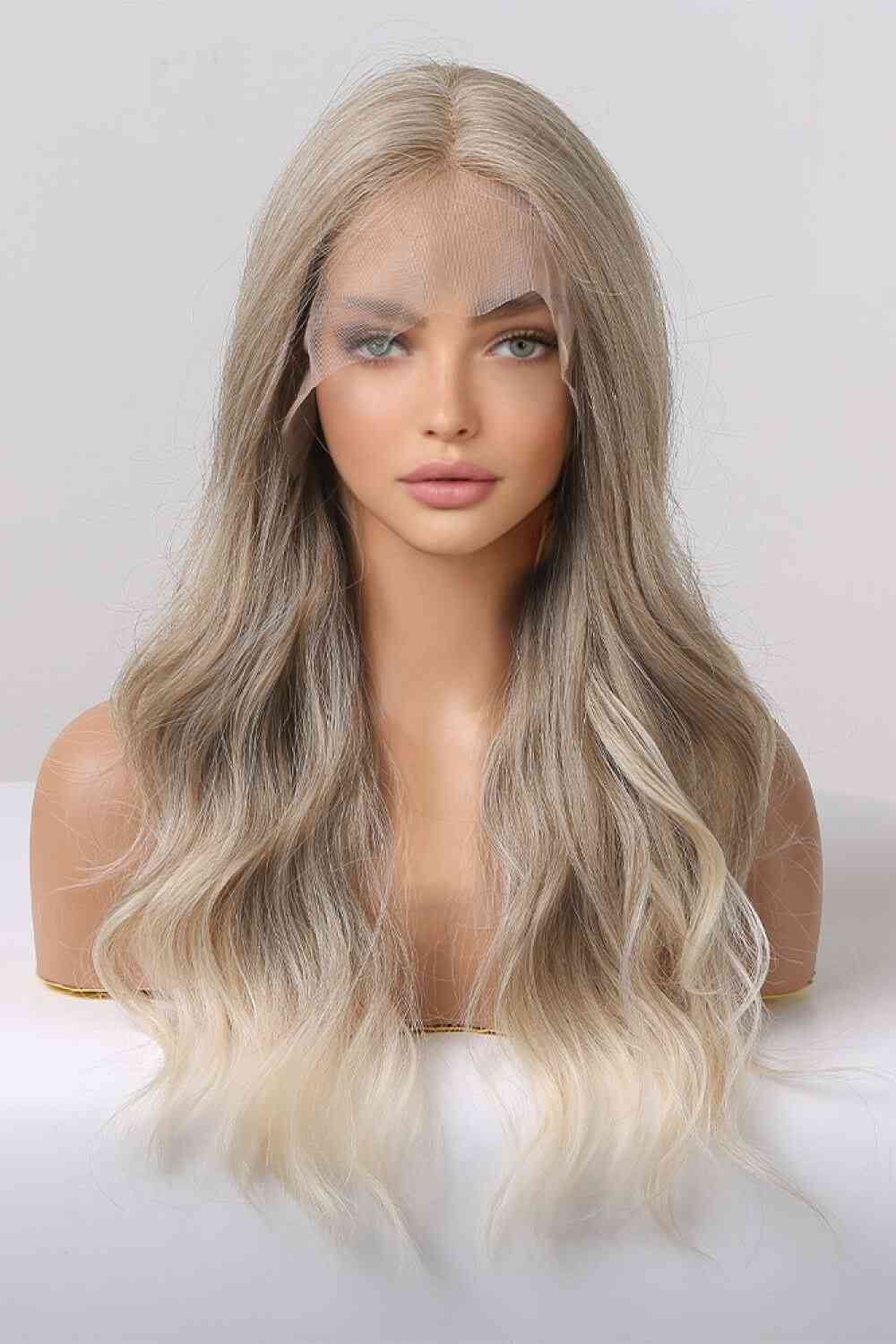 13*2" Lace Front Wigs Synthetic Long Wave 24" 150% Density in Medium Blonde Highlights Medium Blonde Highlights One Size 
