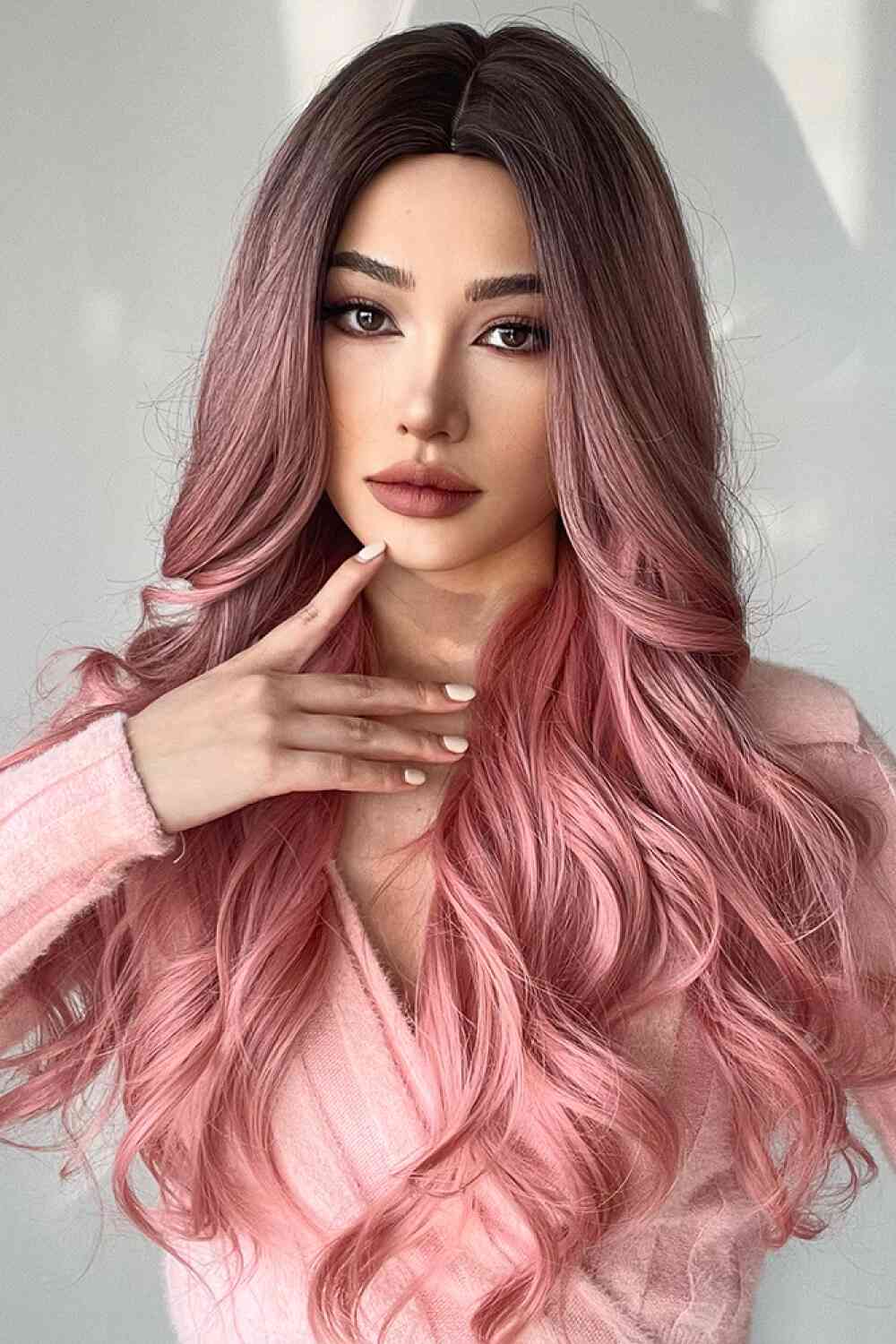 Fashion Wave Synthetic Long Wigs in Pink 26'' Black/Rose Pink One Size 