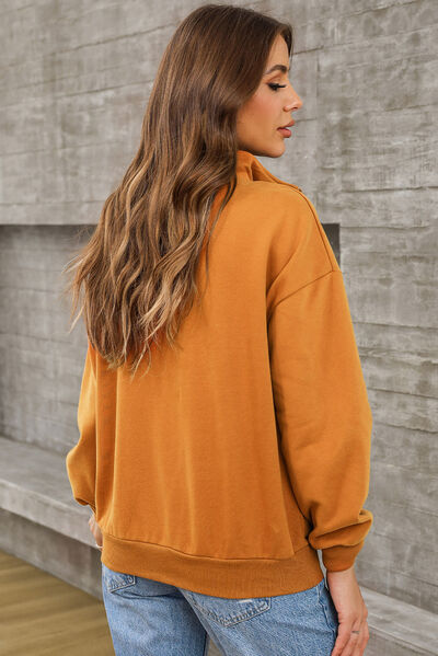 Quarter Zip Dropped Shoulder Sweatshirt   